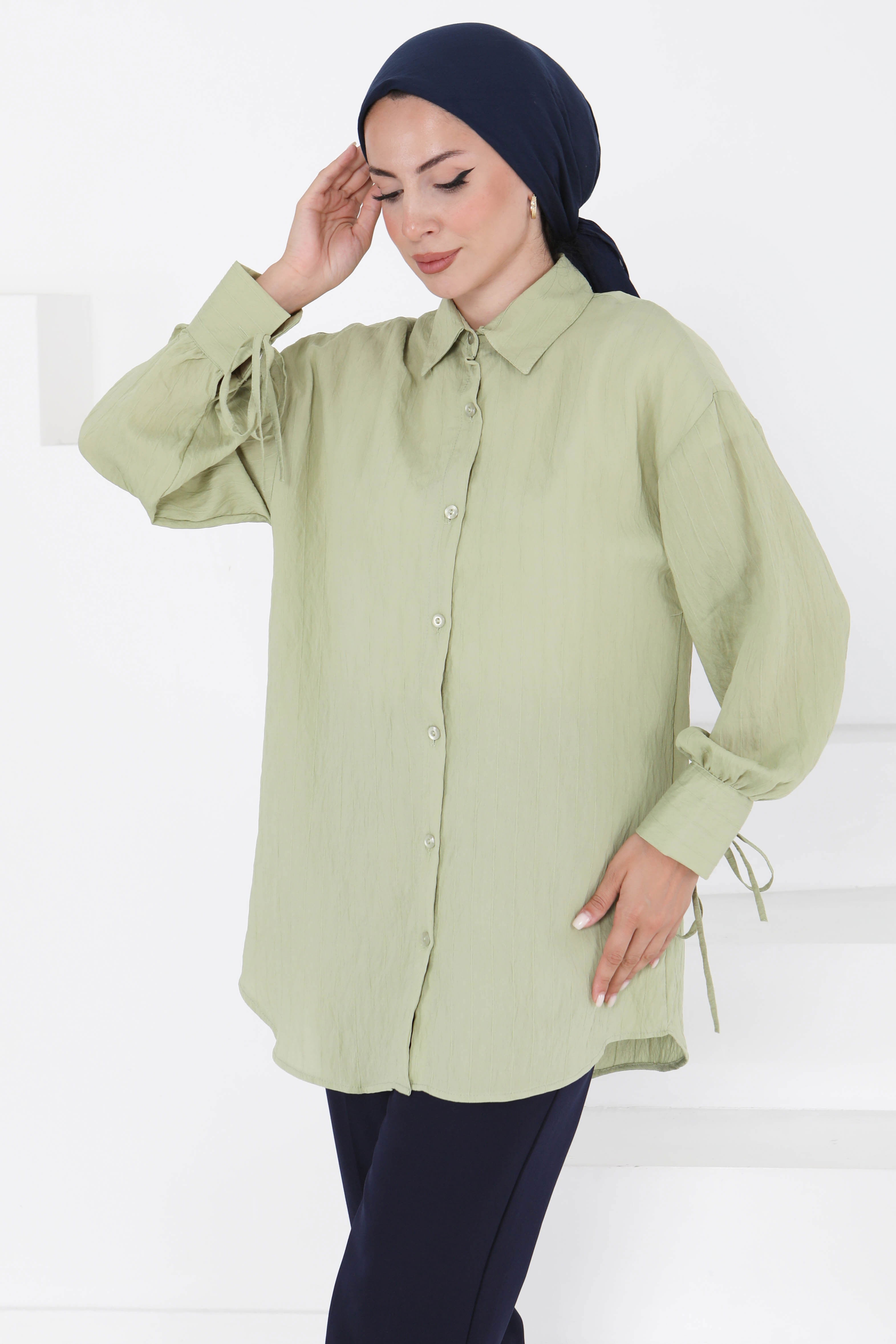 Kolları Bağcık Detaylı Tunik - 27001
