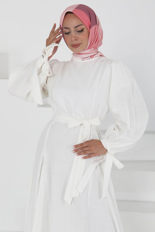 Kolları Bağcık Detaylı Elbise - 27372