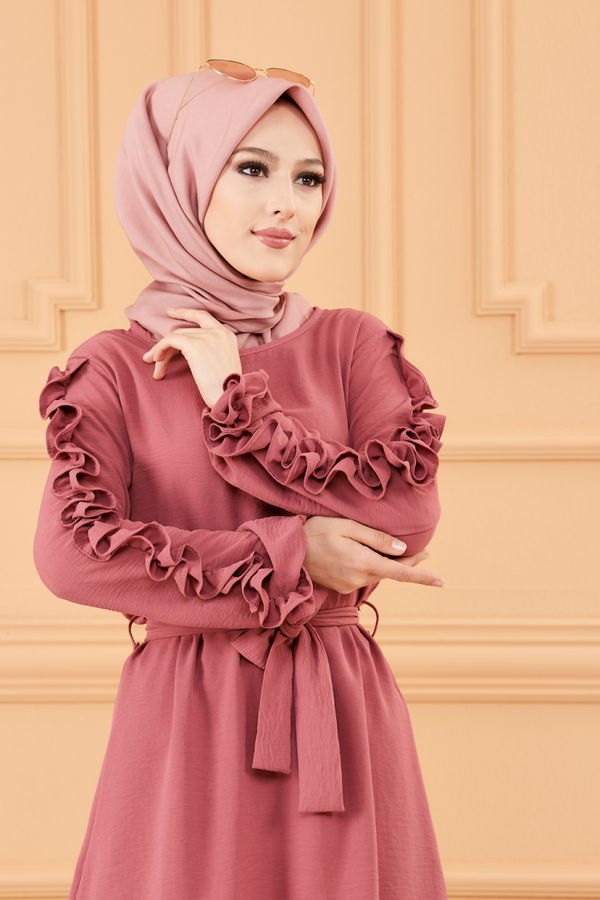 Düz Orta Kadın Pembe TUNIK PANTOLON - 20003 PEMBE