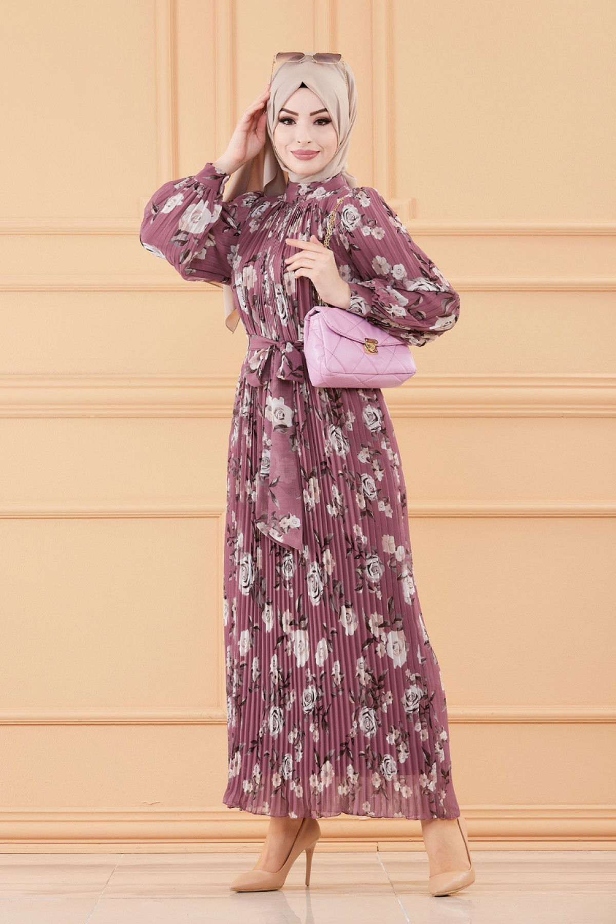 Düz Orta Kadın Pembe ELBISE - 20520 PEMBE