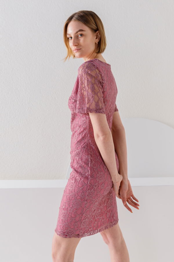 Düz Orta Kadın Pembe 8573 ELBISE - 8573 PEMBE
