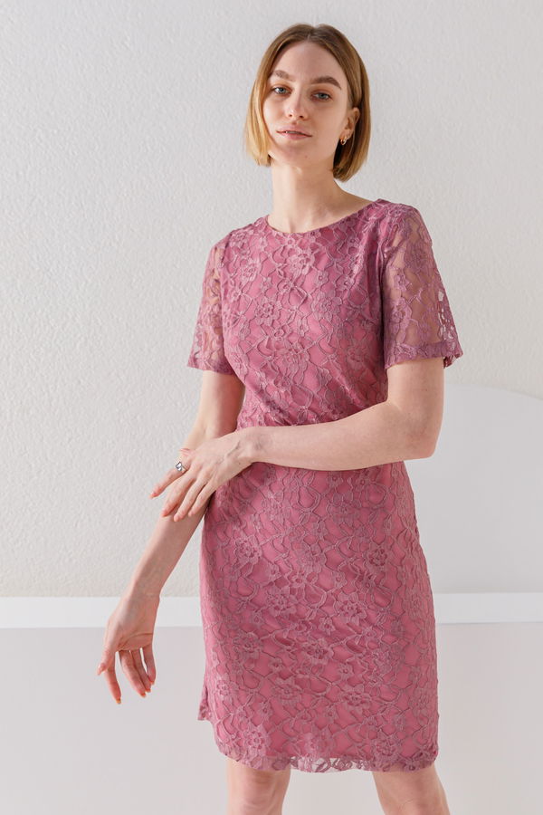 Düz Orta Kadın Pembe 8573 ELBISE - 8573 PEMBE