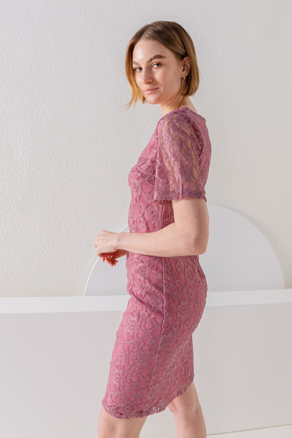 Düz Orta Kadın Pembe 8573 ELBISE - 8573 PEMBE