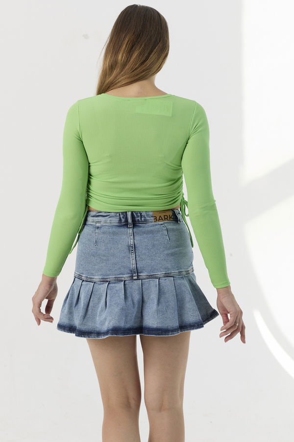 Düz Orta Kadın Yeşil Bluz - 21384 YEŞİL