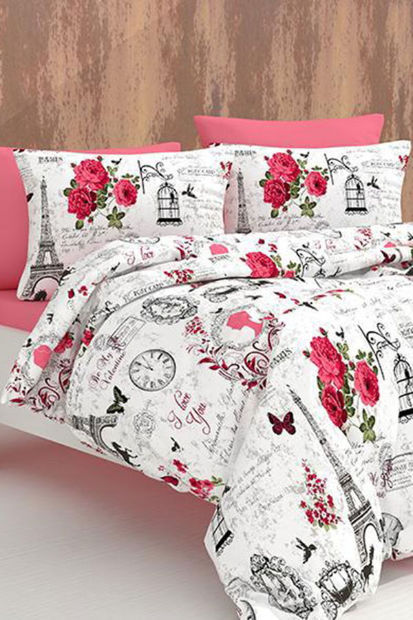 Pembe Cift Kişilik Nevresim Seti  - 60036 PEMBE