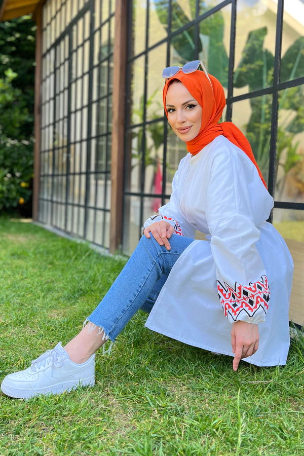 Düz Ceket Yaka Kadın Beyaz Ceket - 11672