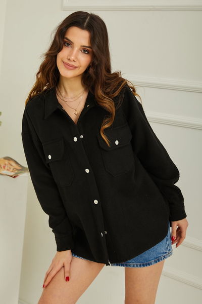 Kaşe Gömlek Siyah - 26739