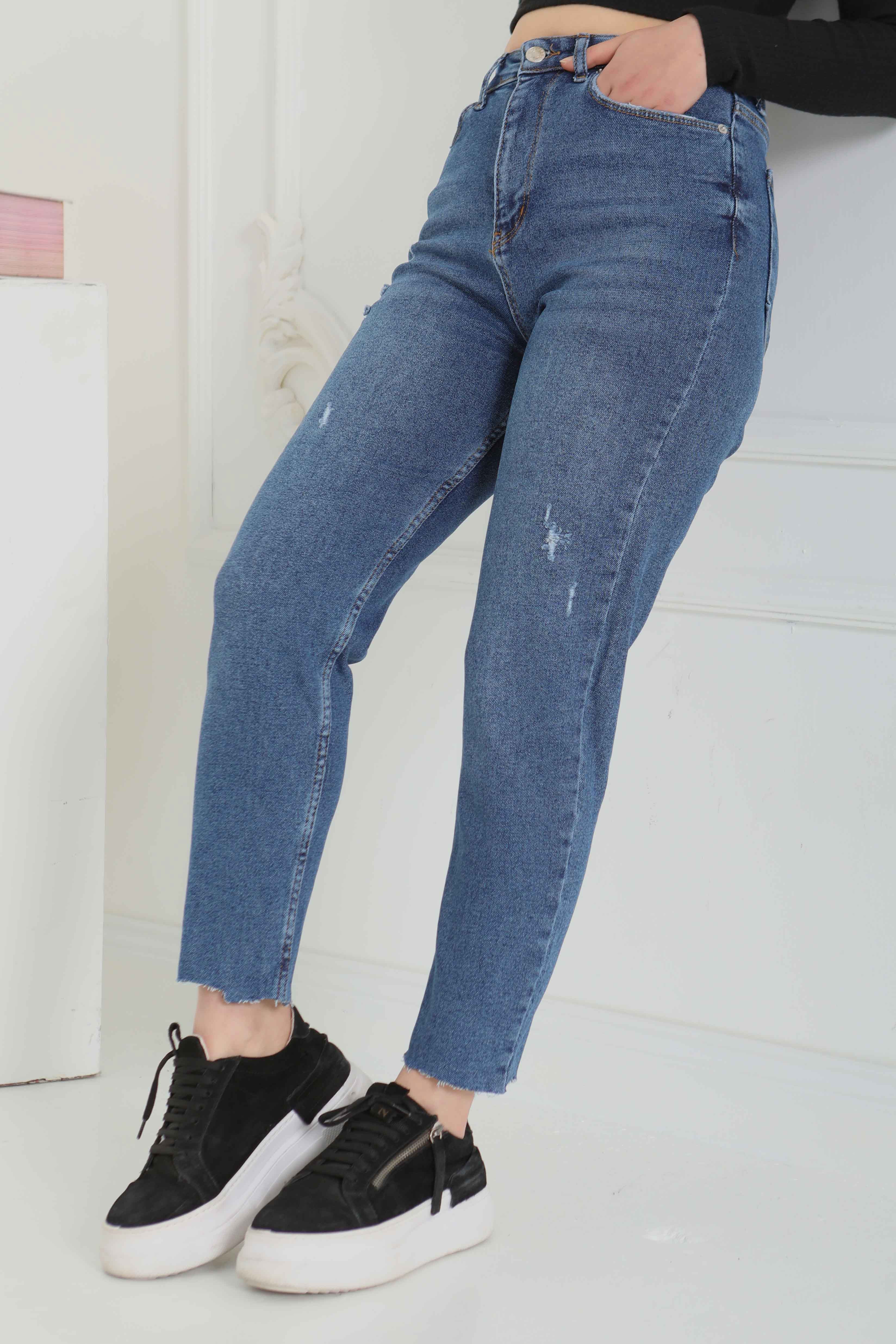 Likralı Mom Kot Pantolon  - 26852