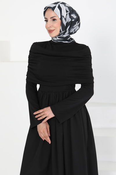 Üstü Şal Detaylı Elbise - 27282