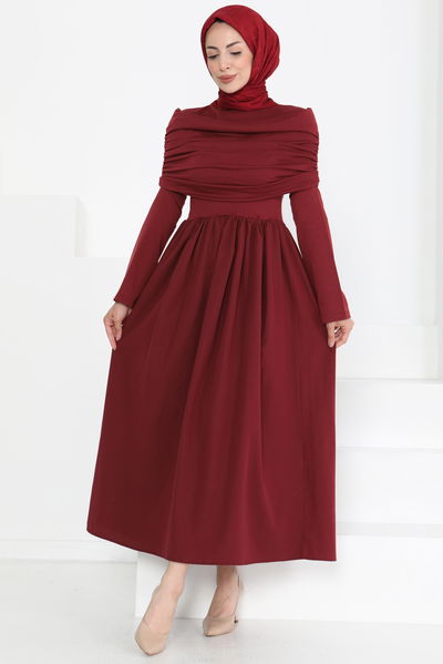 Üstü Şal Detaylı Elbise - 27282