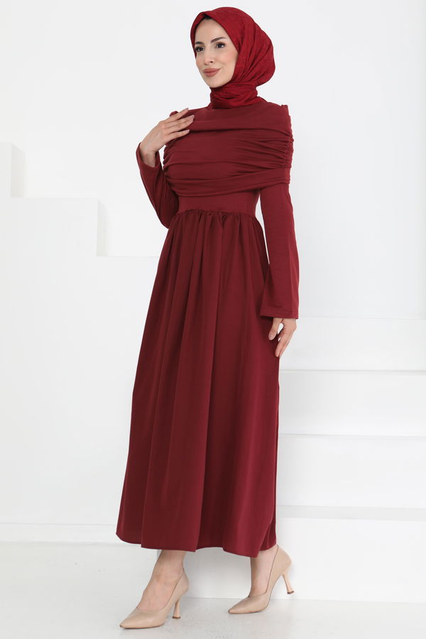 Üstü Şal Detaylı Elbise - 27282