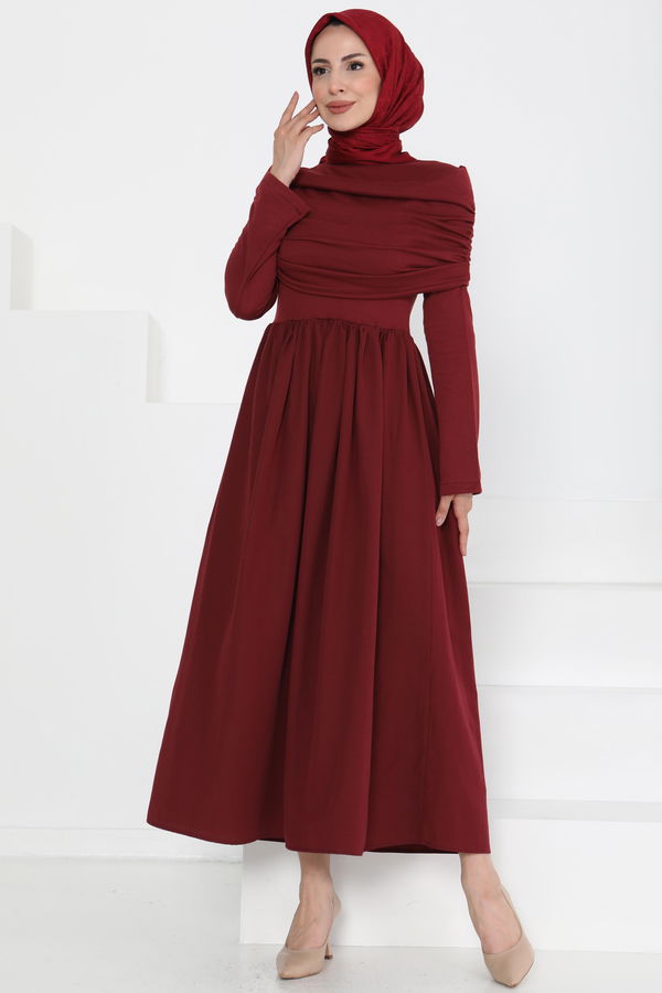 Üstü Şal Detaylı Elbise - 27282