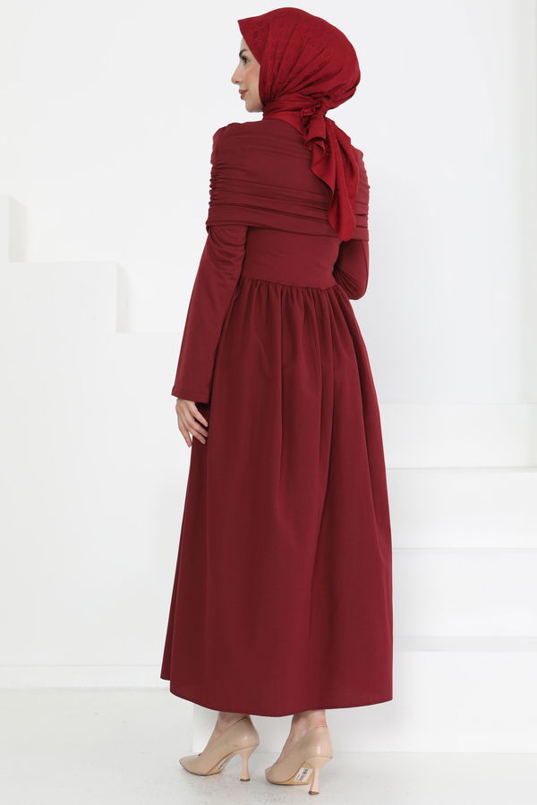 Üstü Şal Detaylı Elbise - 27282