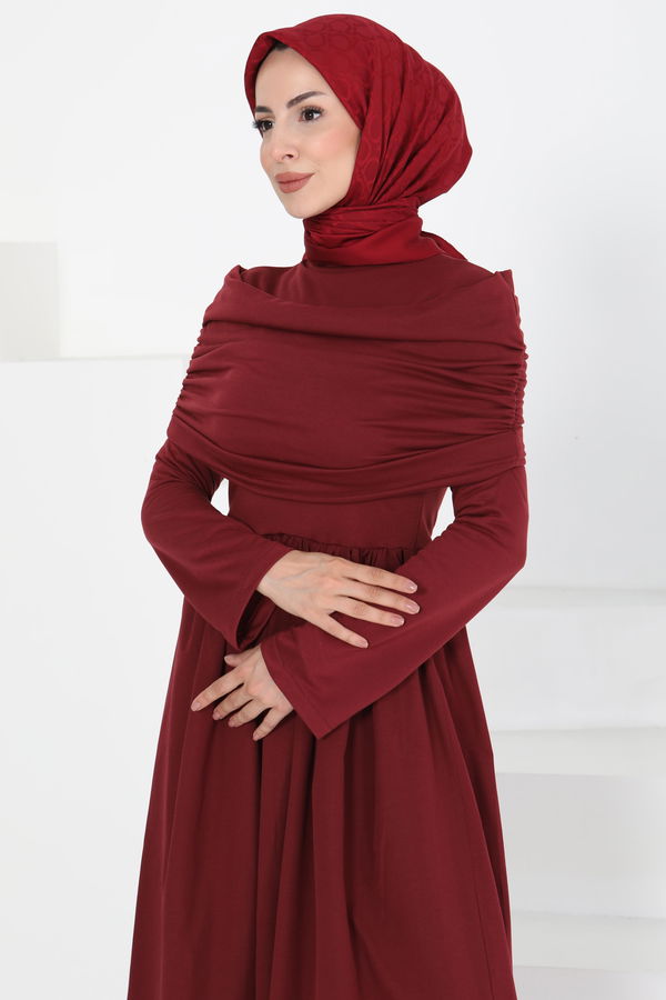Üstü Şal Detaylı Elbise - 27282