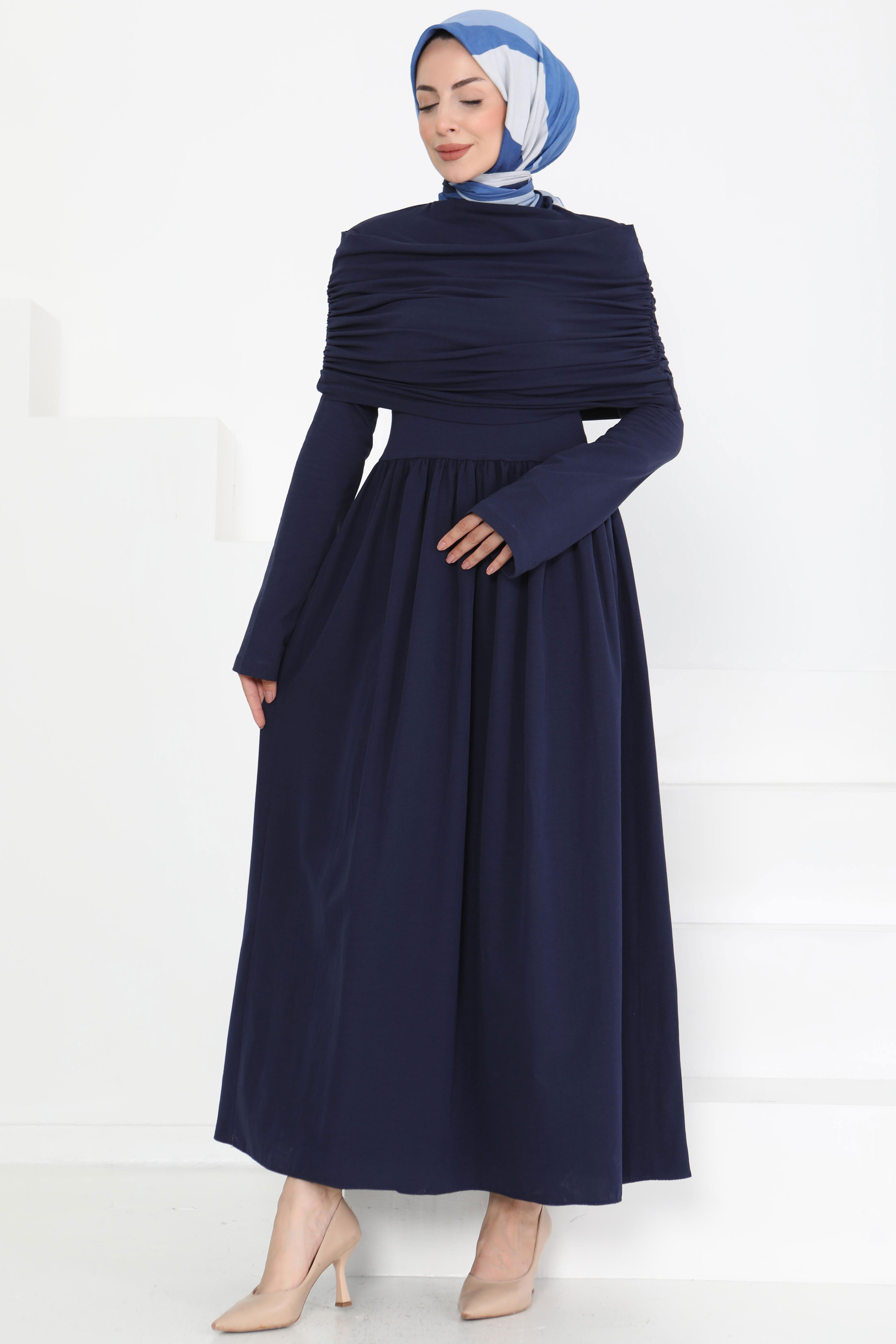Üstü Şal Detaylı Elbise - 27282