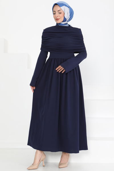 Üstü Şal Detaylı Elbise - 27282