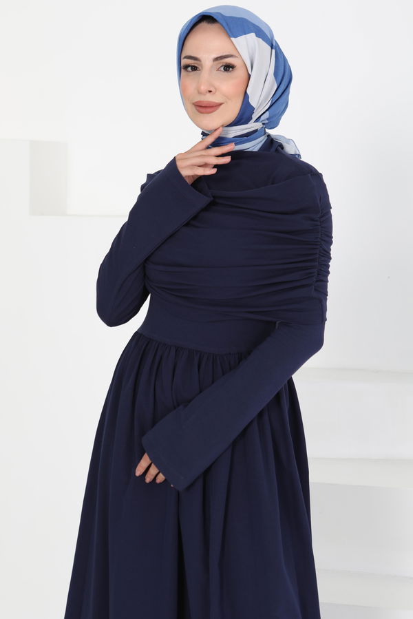 Üstü Şal Detaylı Elbise - 27282