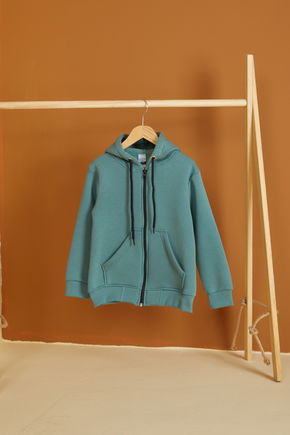 Erkek Çocuk Yeşil Fermuarlı sweatshirt - 26557