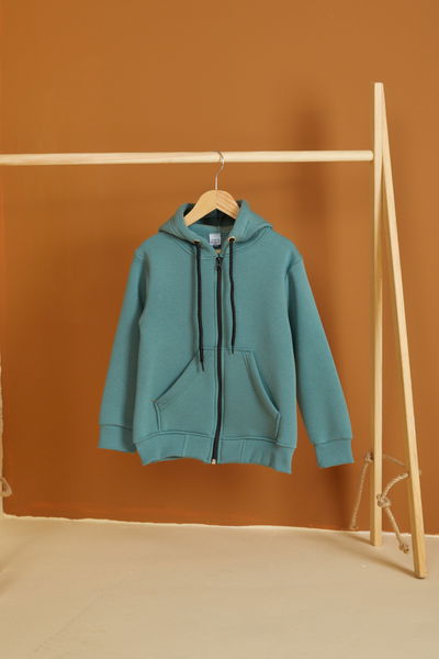 Erkek Çocuk Yeşil Fermuarlı sweatshirt - 26557