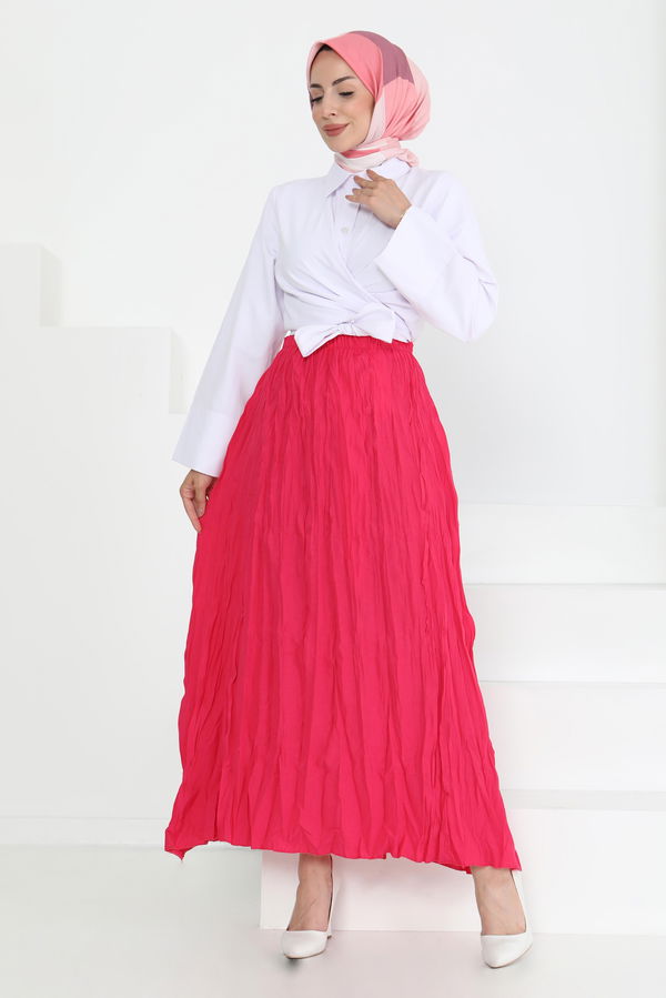 Beli Lastikli Kırışık Etek - 27013