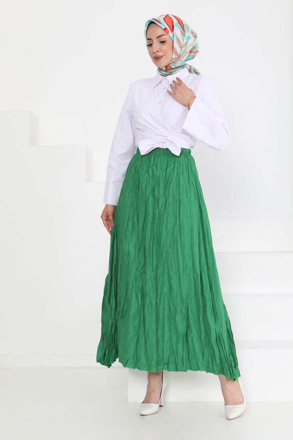 Beli Lastikli Kırışık Etek - 27013