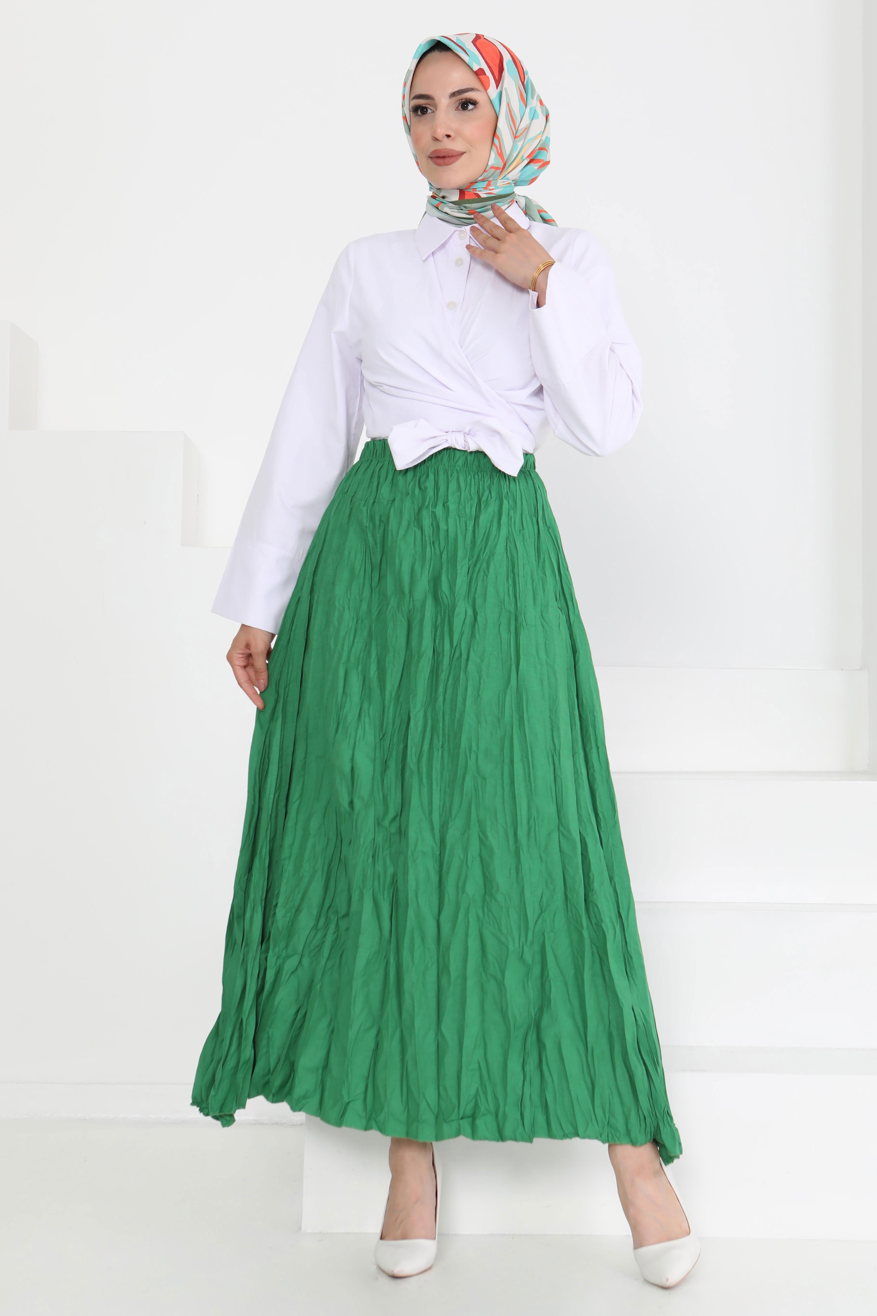 Beli Lastikli Kırışık Etek - 27013