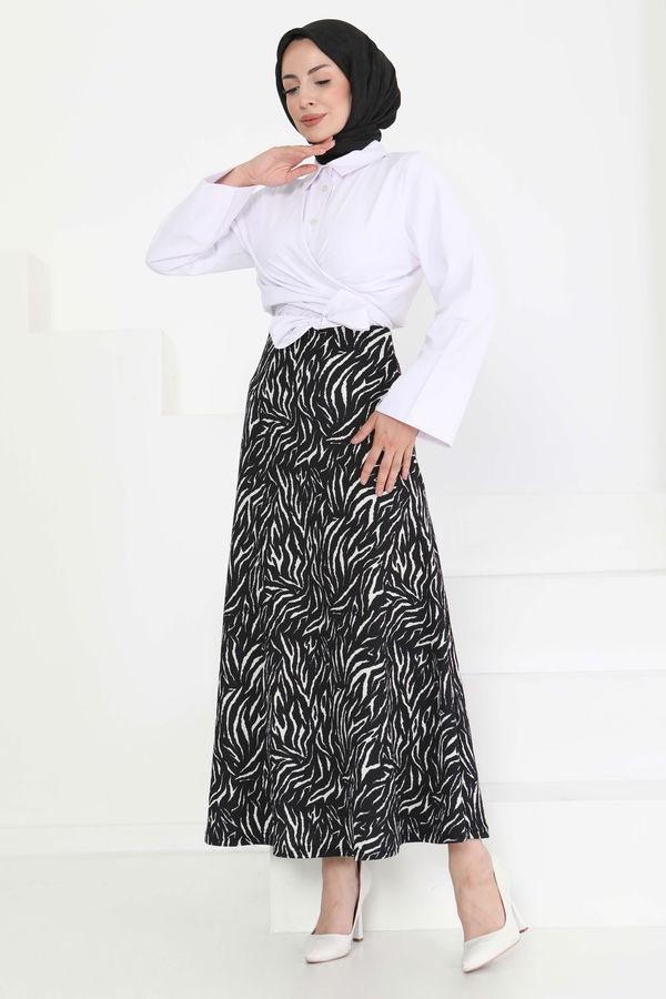 Desenli Kloş Etek - 27238