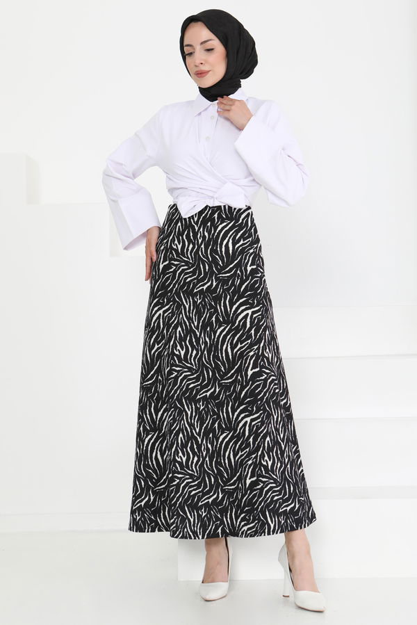 Desenli Kloş Etek - 27238