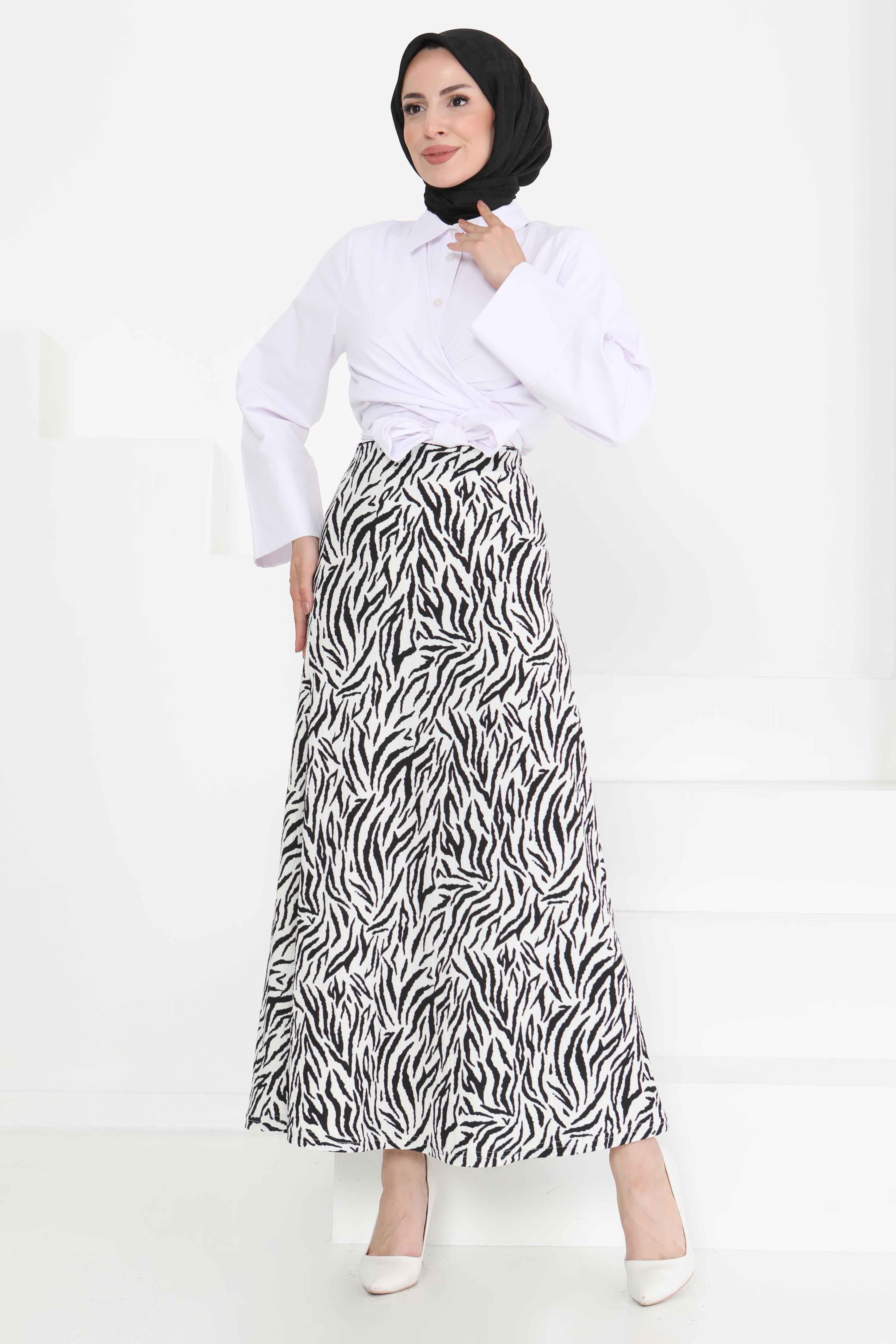 Desenli Kloş Etek - 27238