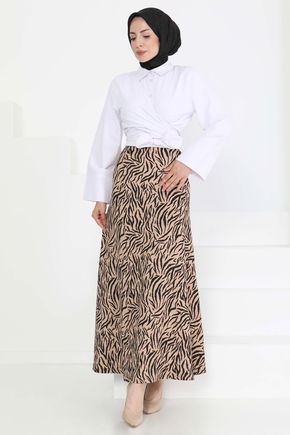 Desenli Kloş Etek - 27238