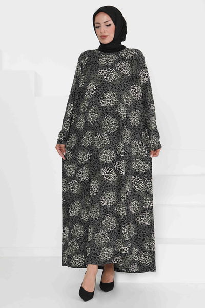Desenli Elbise - 27368 HAKİ