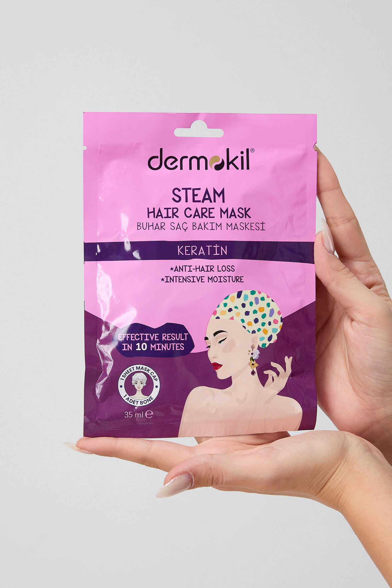 23574-RENKSIZ DERMOKİL Keratin Buhar Saç Bakım Maskesi 35 ml