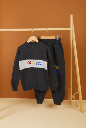 Erkek Çocuk Antrasit Baskılı Pijama Takımı - 26444
