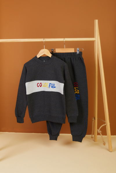 Erkek Çocuk Antrasit Baskılı Pijama Takımı - 26444