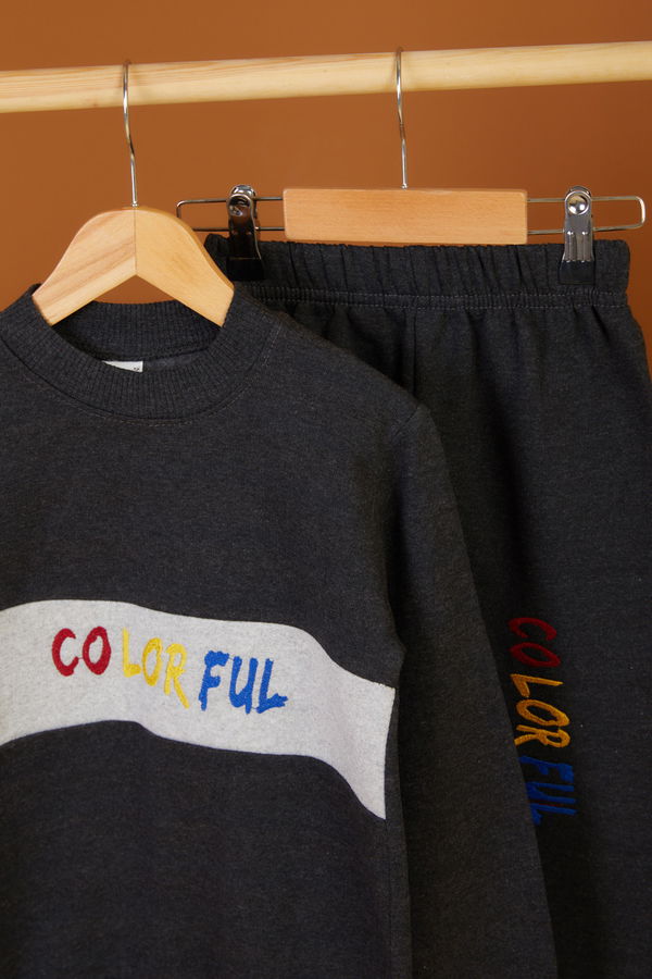 Erkek Çocuk Antrasit Baskılı Pijama Takımı - 26444