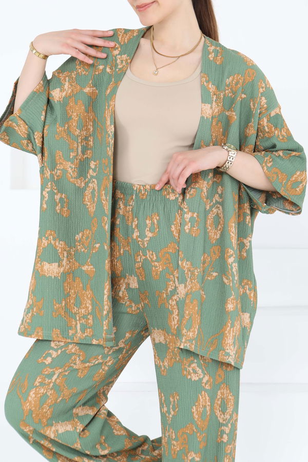 Desenli Kimono Takım - 27287