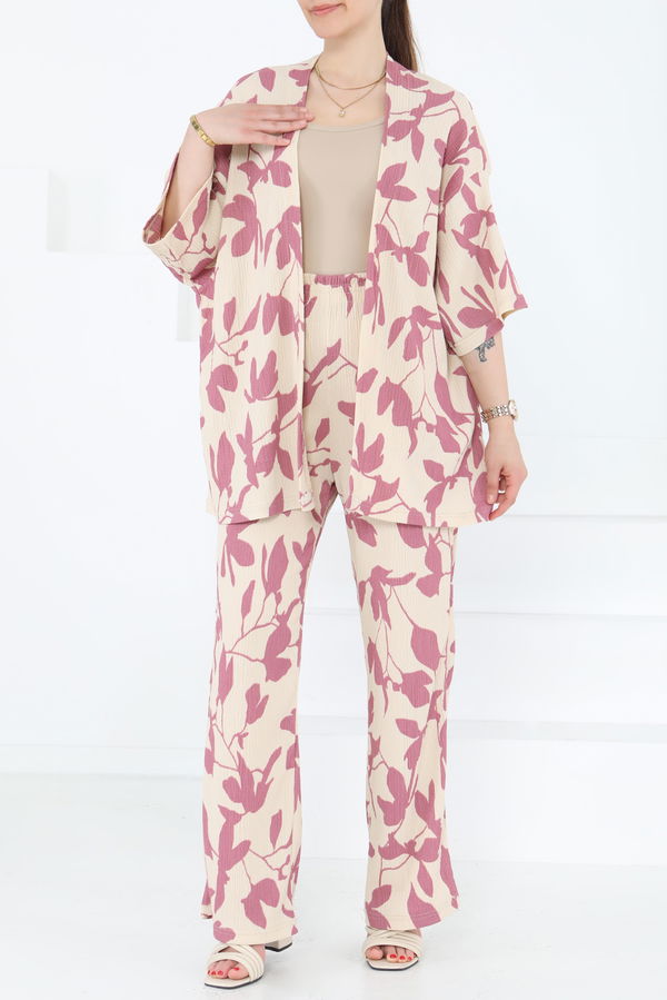 Desenli Kimono Takım - 27285