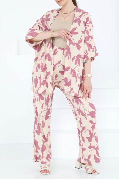 Desenli Kimono Takım - 27285