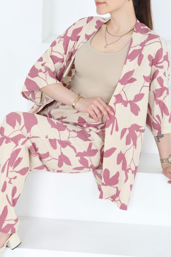 Desenli Kimono Takım - 27285