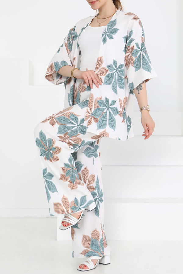 Desenli Kimono Takım - 27284