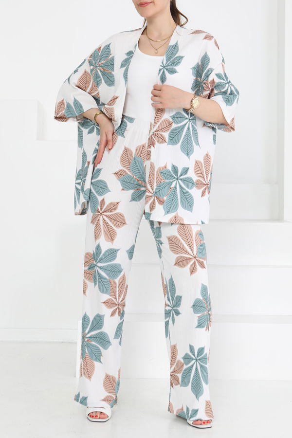 Desenli Kimono Takım - 27284