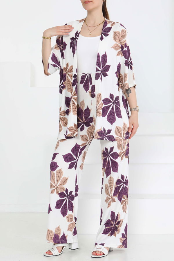 Desenli Kimono Takım - 27284