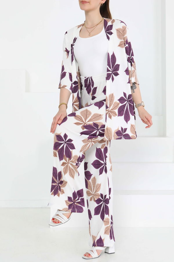 Desenli Kimono Takım - 27284