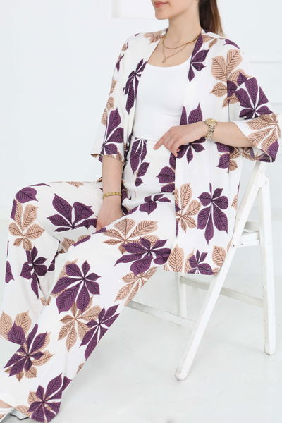 Desenli Kimono Takım - 27284