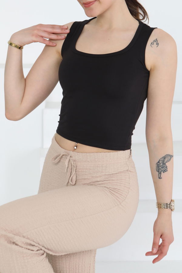 Cupralı Oval Yaka Crop Atlet - 27278