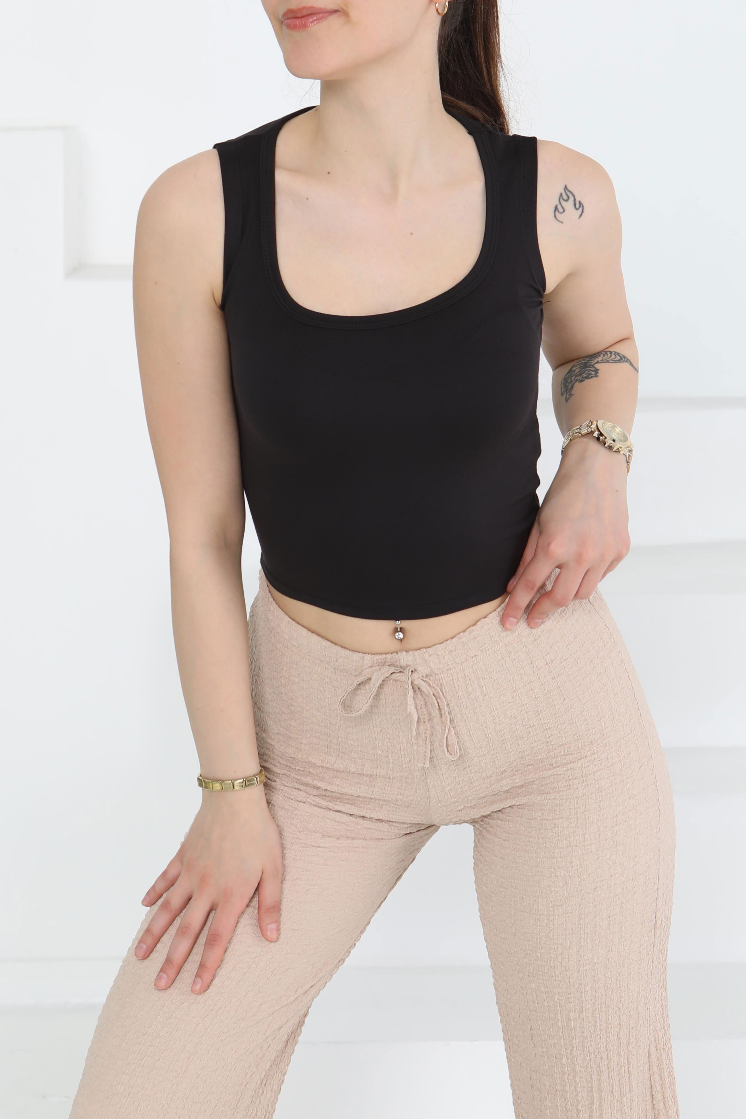 Cupralı Oval Yaka Crop Atlet - 27278