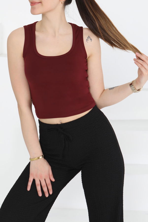 Cupralı Oval Yaka Crop Atlet - 27278