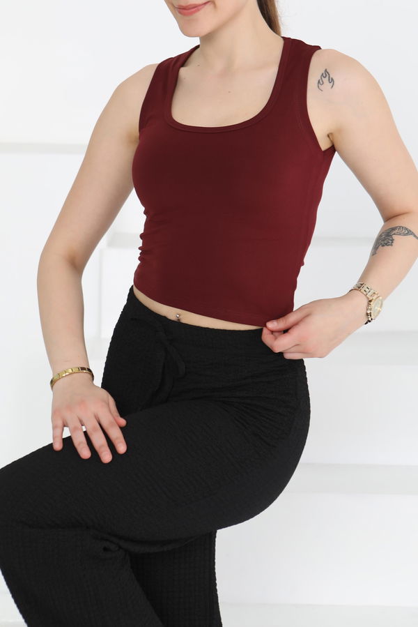 Cupralı Oval Yaka Crop Atlet - 27278