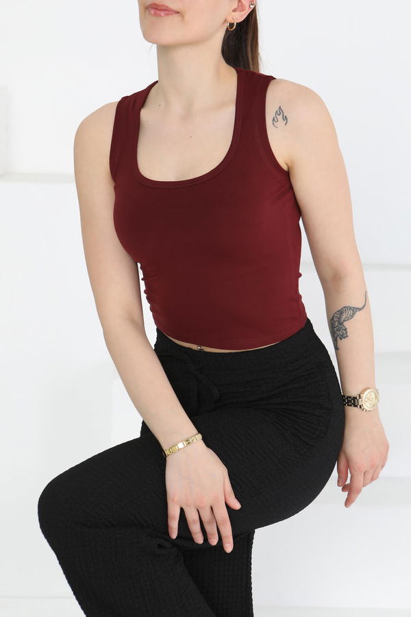 Cupralı Oval Yaka Crop Atlet - 27278