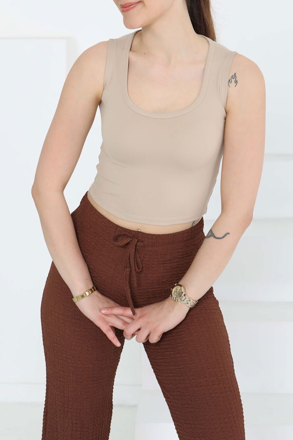 Cupralı Oval Yaka Crop Atlet - 27278